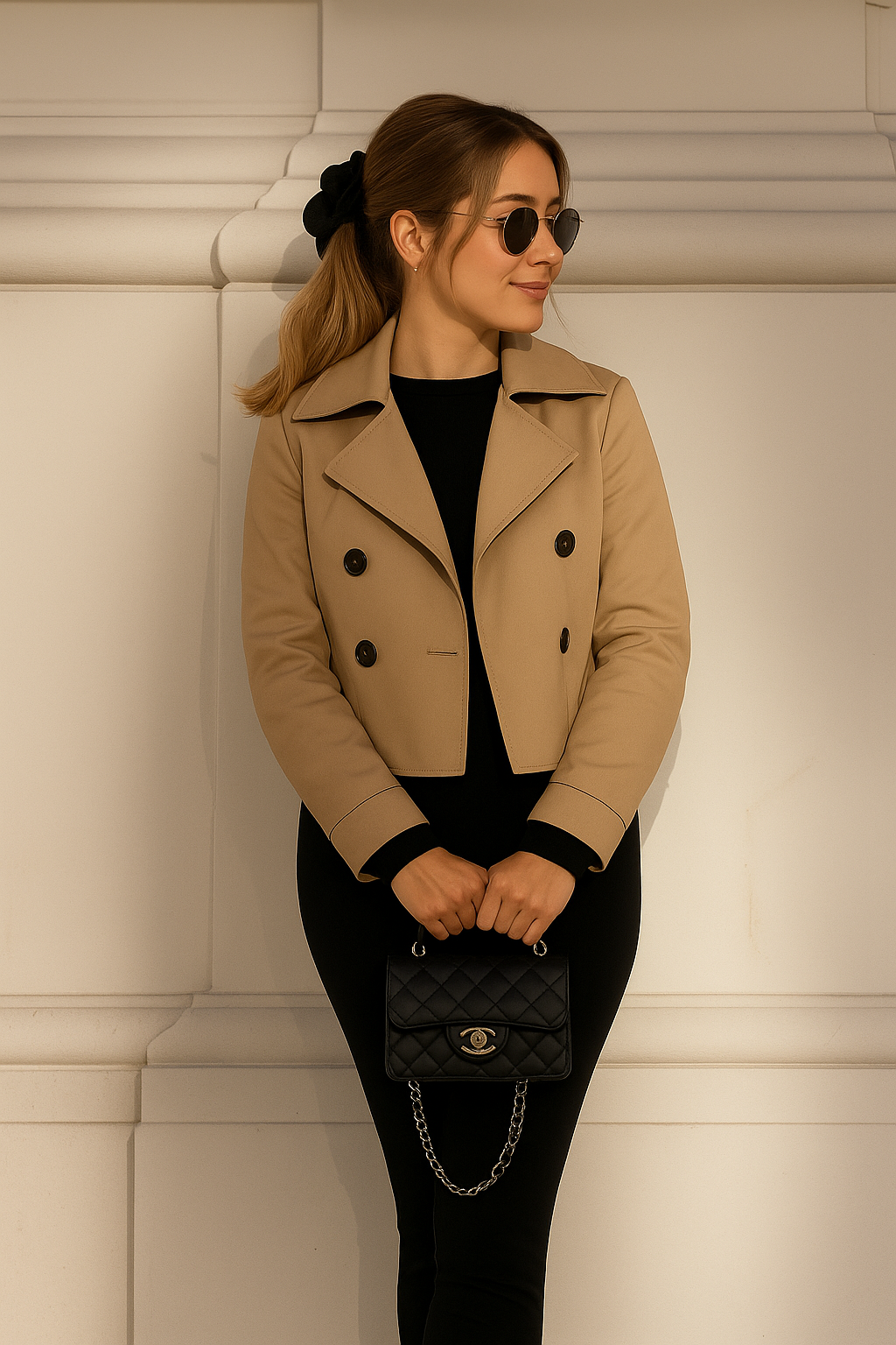 Blomia Cropped Double-Breasted Trench