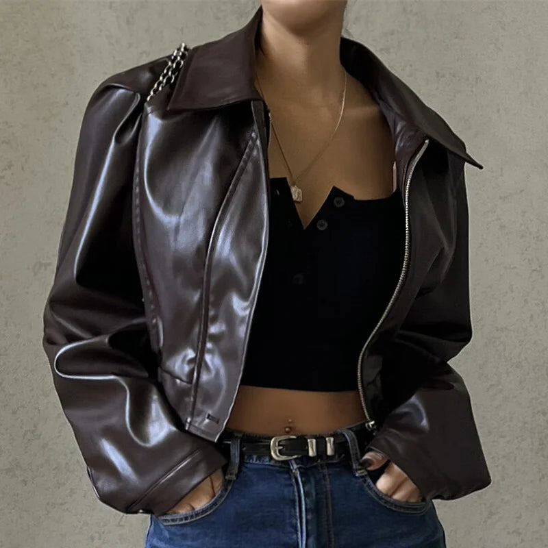 Blomia Cropped Faux Leather Jacket