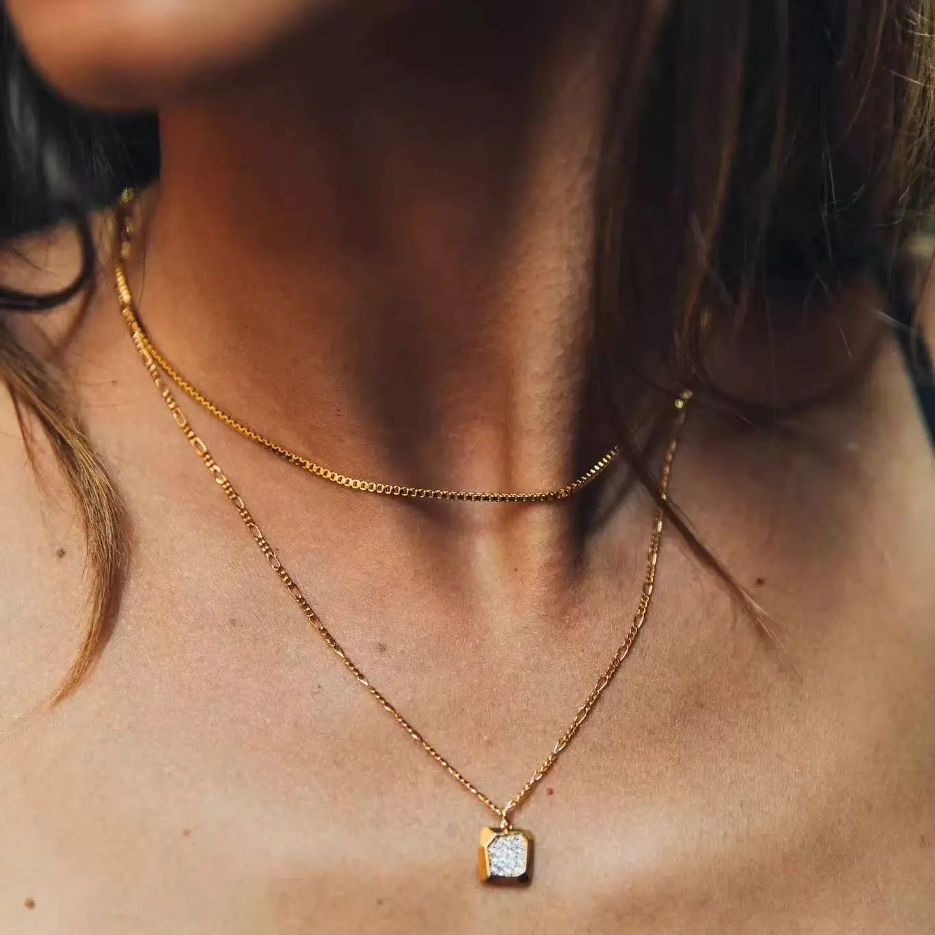 Blomia Gold Box Chain Necklace – Timeless Minimal Elegance