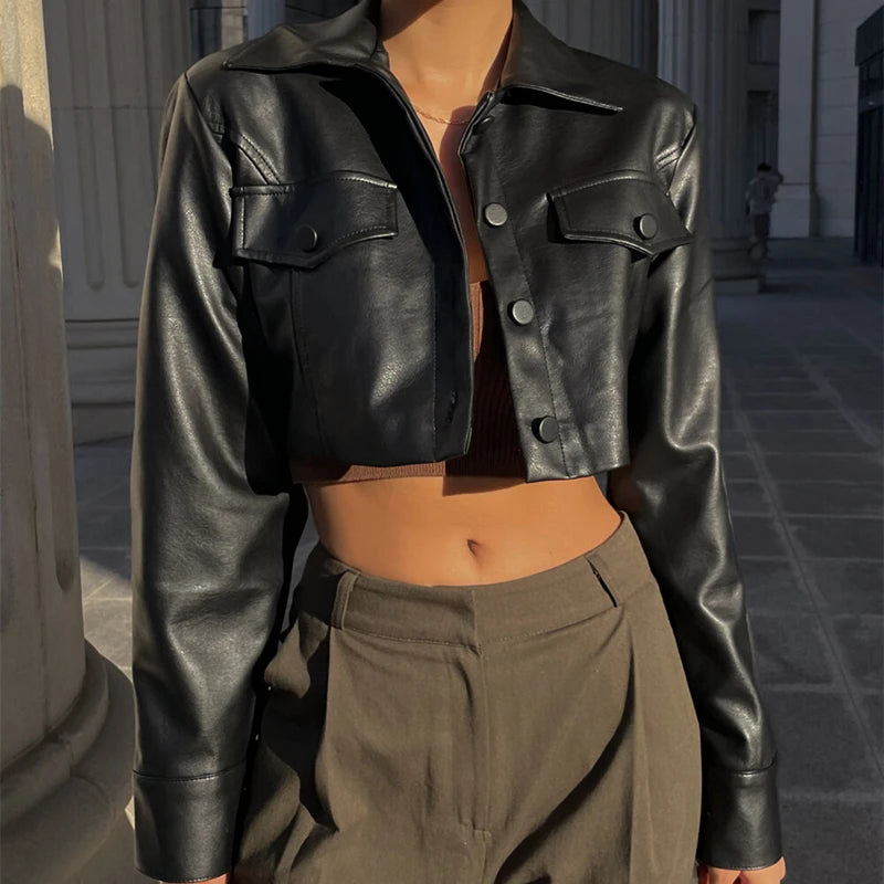 Blomia Cropped Faux Leather Jacket