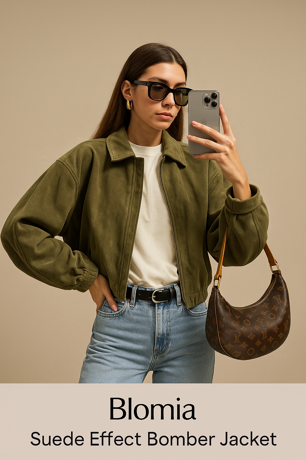 Women’s Suede Effect Bomber Jacket (2025 Collection)