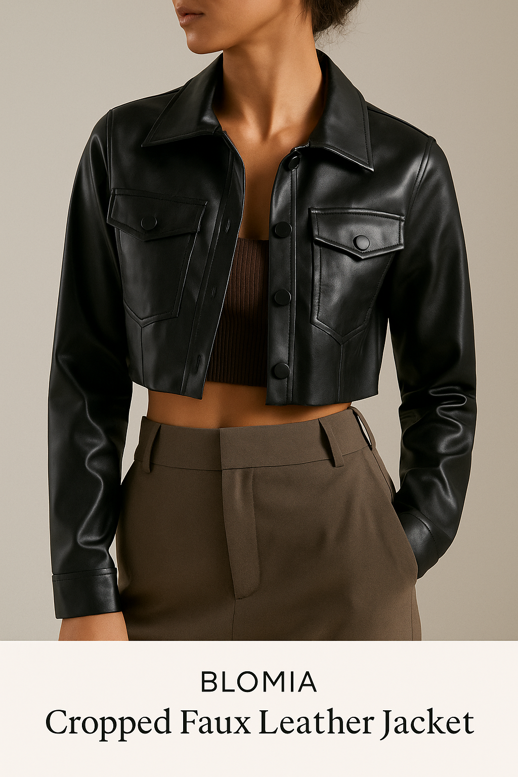 Blomia Cropped Faux Leather Jacket