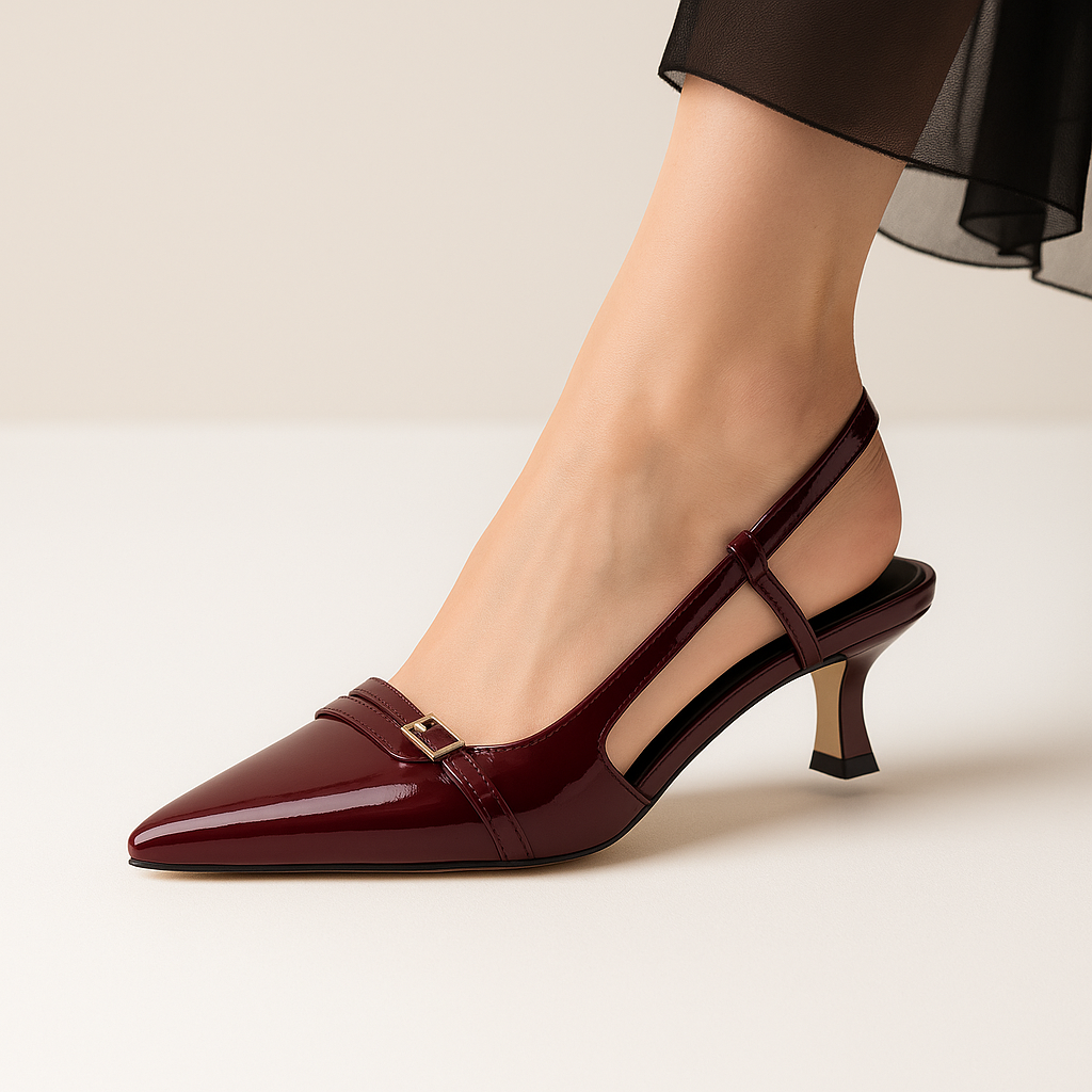 Blomia French Burgundy Slingback Heels