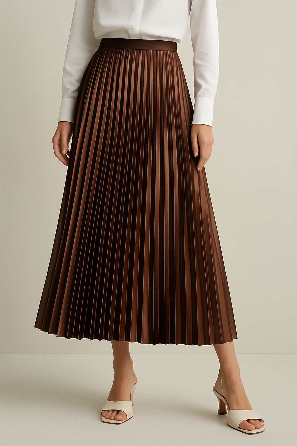 Blomia – SatinFlow™ Pleated Midi Skirt