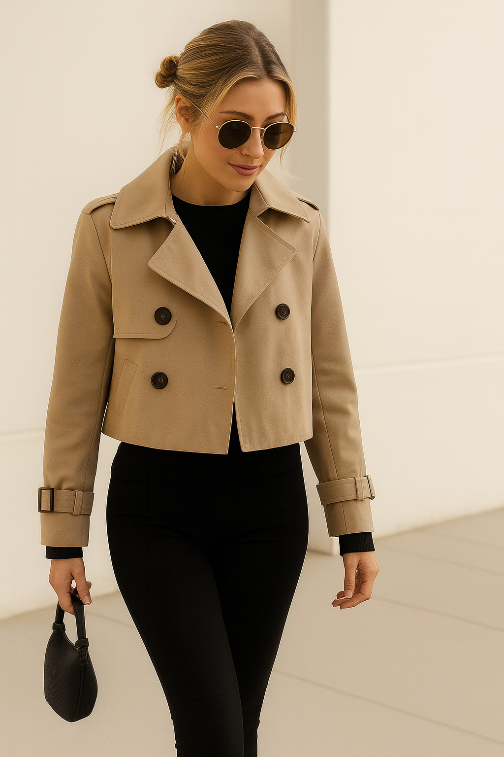 Blomia Cropped Double-Breasted Trench