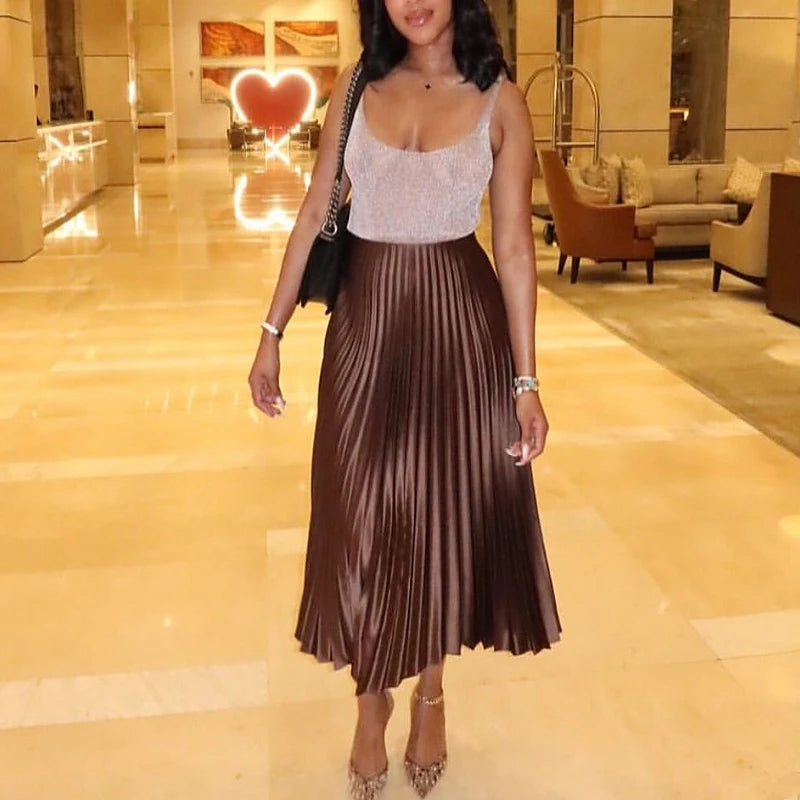 Blomia – SatinFlow™ Pleated Midi Skirt