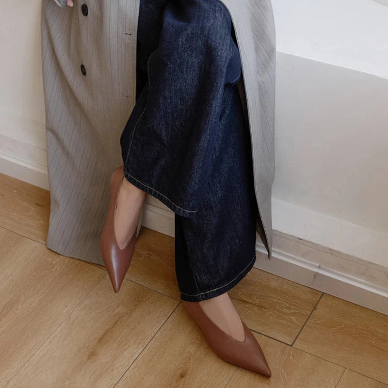 Blomia Leather Pointed Wedge Flats