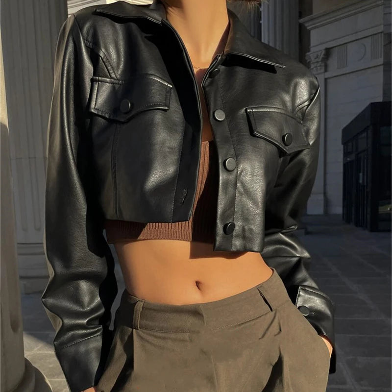 Blomia Cropped Faux Leather Jacket