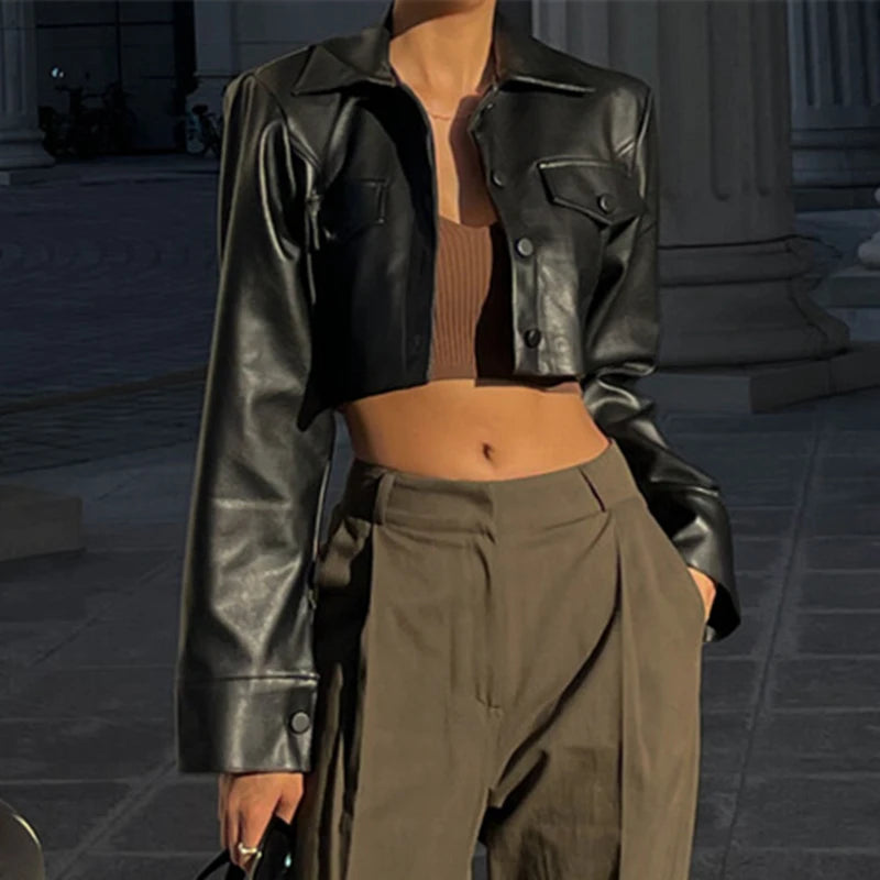 Blomia Cropped Faux Leather Jacket